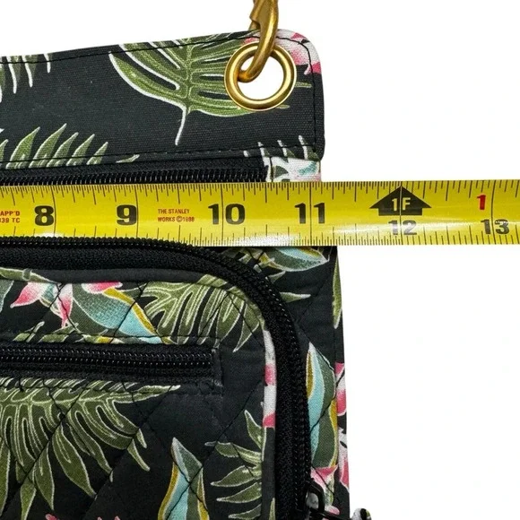 MaggiB Crossbody Purse Topical Green Cotton Quilted Travel Floral Leaves - Picture 8 of 10